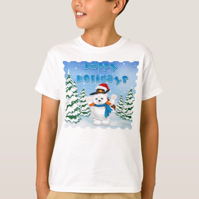 Camiseta Vacaciones: Pingüino de Oso Polar de la manga larg (Anverso)