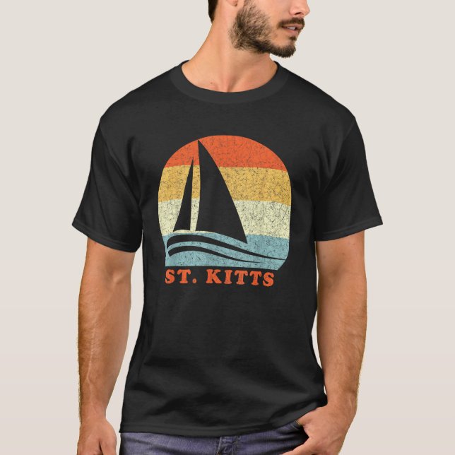 Camiseta Vacaciones retro de velero caribeñas de San Cristó (Anverso)