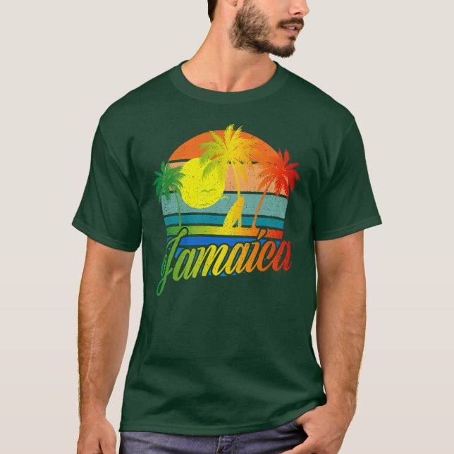 Camiseta Vacaciones Retro Jamaica Summer Beach Para Hombres (Anverso)