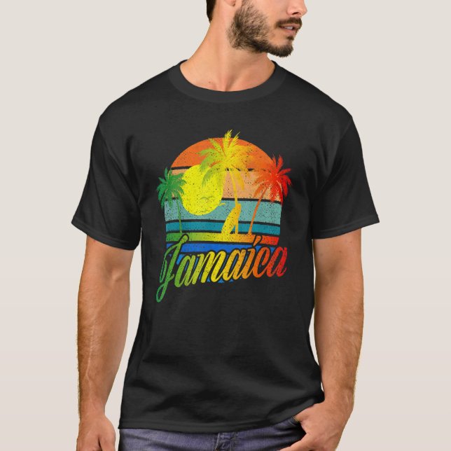 Camiseta Vacaciones Retro Jamaica Summer Beach Para Hombres (Anverso)