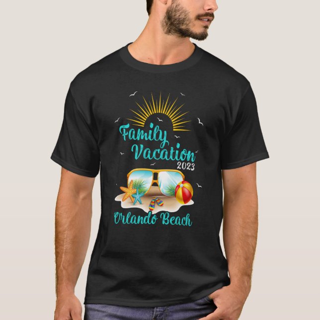 Camiseta Vacaciones Retro Sunset Family 2023 Florida Orland (Anverso)