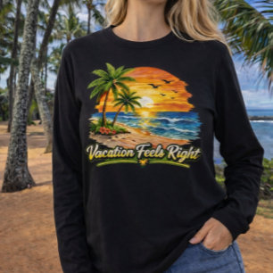 Camiseta Vacaciones Se Sienten Bien Playa Tropical Manga La