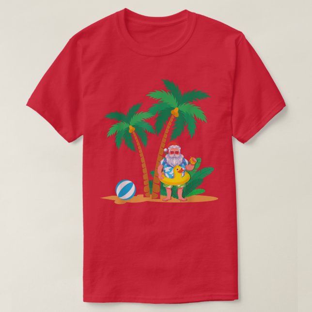 Camiseta Vacaciones tropicales de verano divertida Santa Cl (Diseño del anverso)