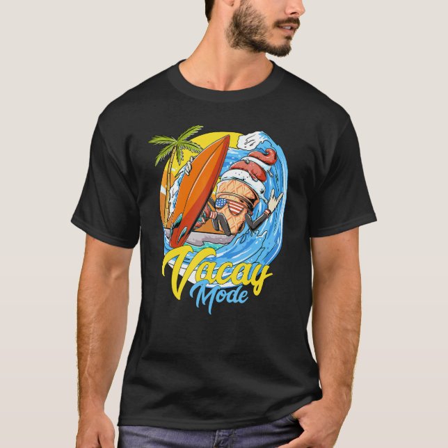 Camiseta Vacaciones Vacay Mode Ice Cream Surfing Summer Fam (Anverso)