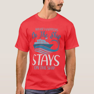Camiseta Vacacionista de crucero Lo que pasa en el barco se