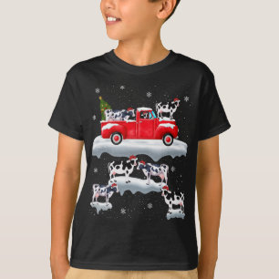 Camiseta Vacas conduciendo árbol de Navidad Camión Rojo Vac
