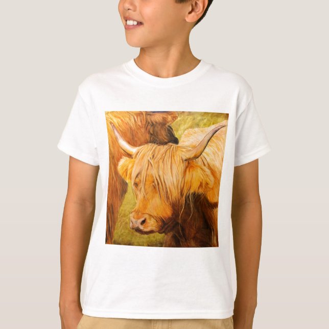 Camiseta Vacas de la montaña, ganado escocés (Anverso)
