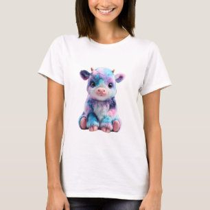 Camiseta Vacas de peluche de algodón de la galaxia pastel p