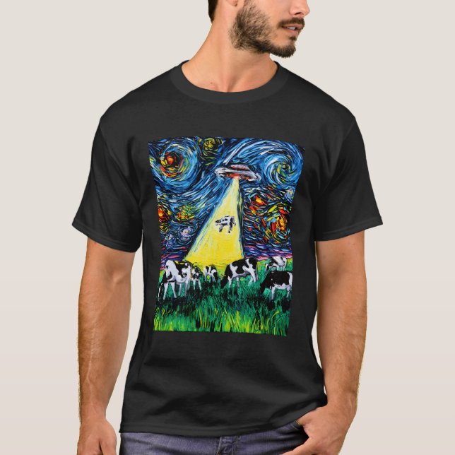 Camiseta Vacas De Secuestro Extranjera Ufo Starry Night Por (Anverso)