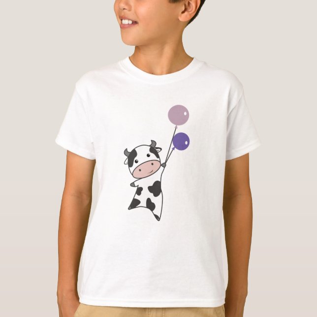 Camiseta Vacas de ternera vuelan globos hacia arriba Animal (Anverso)