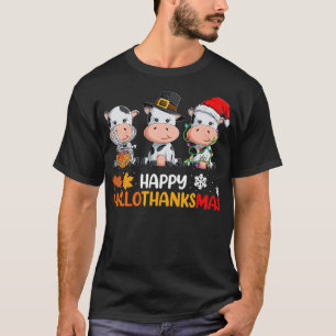 Camiseta Vacas Felices Hallothanksmas Halloween Día de Acci