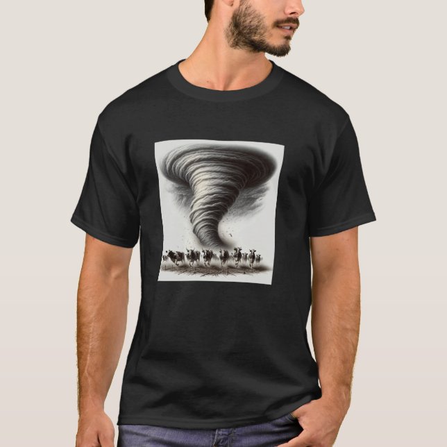 Camiseta Vacas huyendo de un tornado (Anverso)