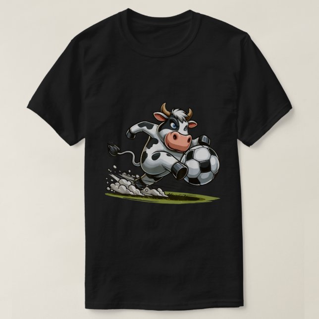 Camiseta Vacas jugando fútbol y las vacas se enamoran (Diseño del anverso)
