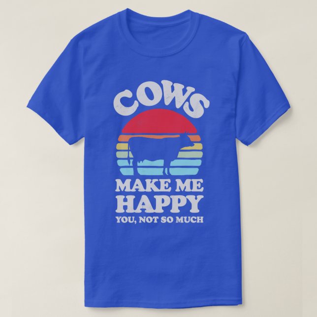 Camiseta Vacas me hacen feliz Sunset Retro para los hombres (Diseño del anverso)