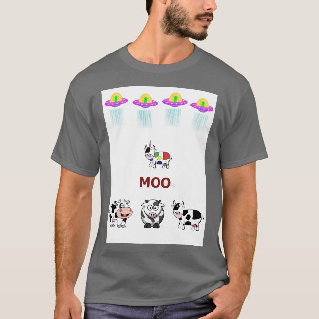 Camiseta Vacas/Unicow, naves espaciales, OVNI, lindas (Anverso)