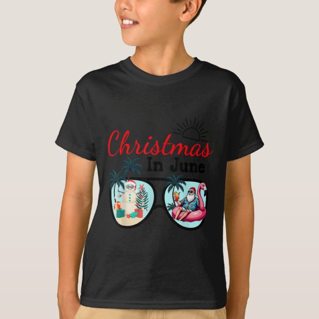 Camiseta Vacation Christmas In June Sungles Santa Flamingo  (Anverso)
