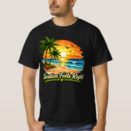 Camiseta Vacation Feels Right Black Men's Value T-Shirt USA