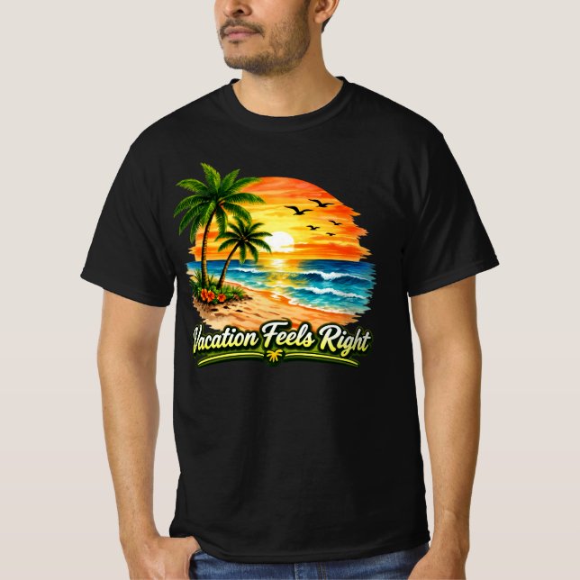 Camiseta Vacation Feels Right Black Men's Value T-Shirt USA (Anverso)