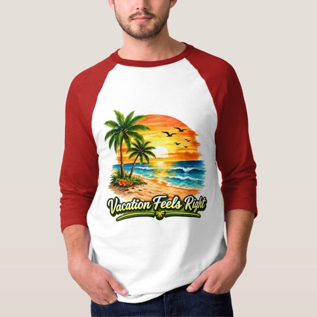 Camiseta Vacation Feels Right Raglan Baseball Shirt USA (Anverso)