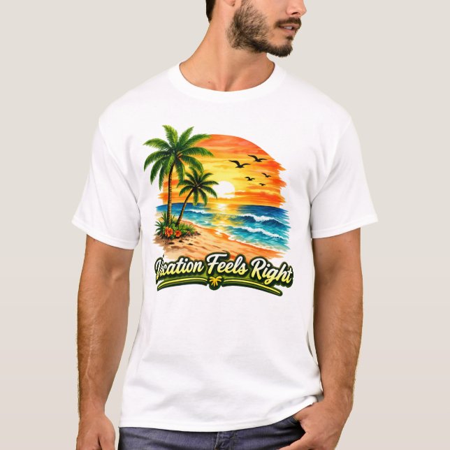 Camiseta Vacation Feels Right Unisex Basic T-Shirt USA (Anverso)