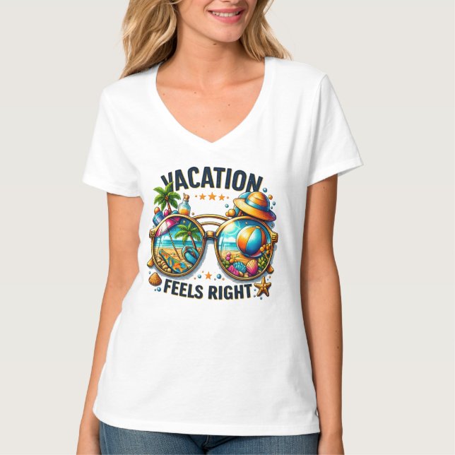 Camiseta Vacation Feels Right Women’s V-Neck T-Shirt USA (Anverso)