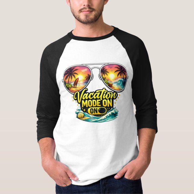 Camiseta Vacation Mode On Feels Like Beach Holiday Raglan (Anverso)
