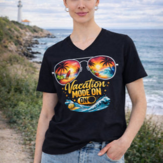 Camiseta Vacation Mode On Feels Like Beach Paradise V Neck