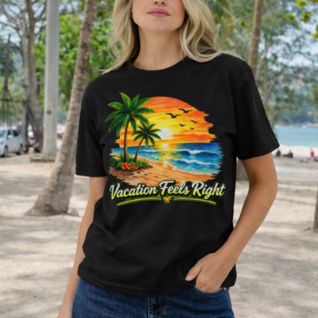 Camiseta Vacation Se Siente Bien Sunset Beach Mujeres Camis (Subido por el creador)