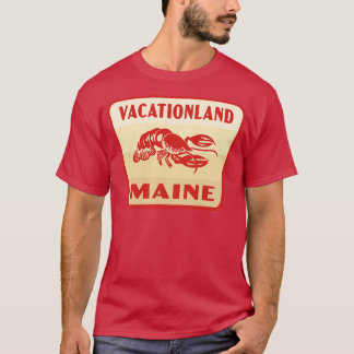 Camiseta Vacationland Maine Retro Badge Tan