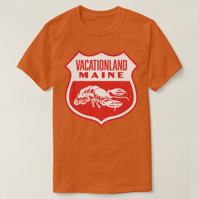 Camiseta Vacationland Maine Retro Shield White (Diseño del anverso)