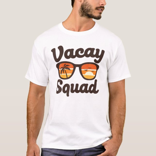 Camiseta Vacay Squad Beach Retro gafas de sol de verano (Anverso)