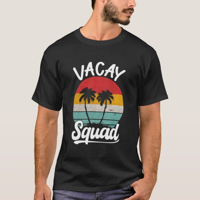 Camiseta Vacay Squad Familia Coincidencia Palm Tre Retro Vi (Anverso)