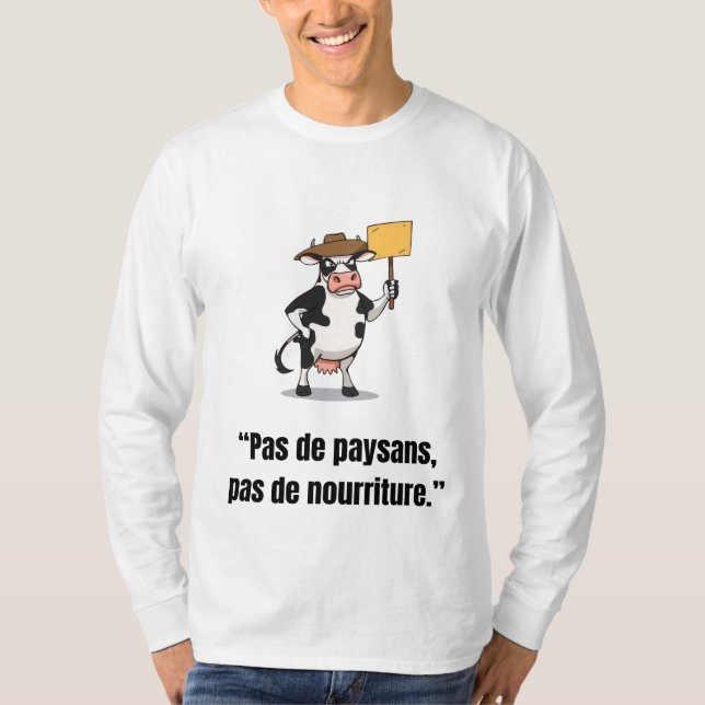 Camiseta Vache en Colère en Protestation – T-shirt Cartoon  (Anverso)
