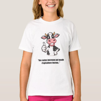 Camiseta Vache Positive – T-shirt Cartoon Humoristique