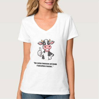 Camiseta Vache Positive – T-shirt Cartoon Humoristique