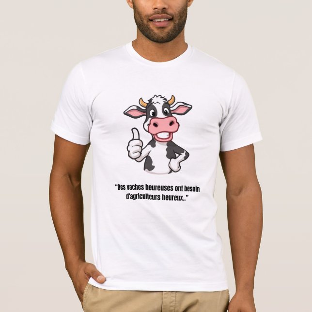 Camiseta Vache Positive – T-shirt Cartoon Humoristique (Anverso)