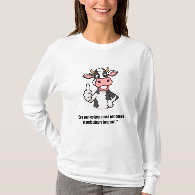Camiseta Vache Positive – T-shirt Cartoon Humoristique (Anverso)