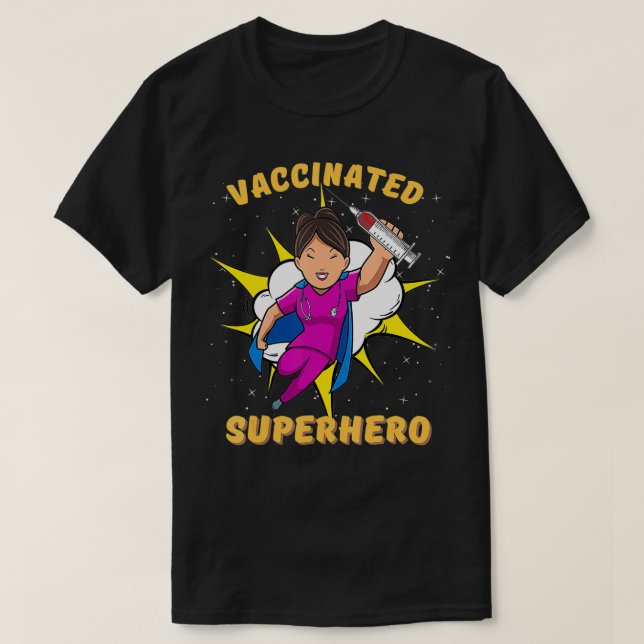 Camiseta Vacunación Vacunada de Enfermeras Superheroicas Pr (Diseño del anverso)