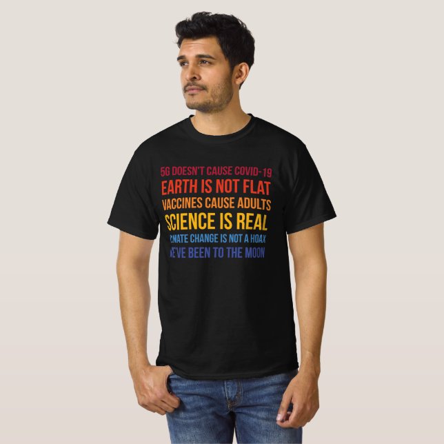 Camiseta Vacunas La ciencia El Cambio Climático Es Real 5G  (Anverso completo)