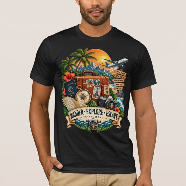 Camiseta Vagar Explorar Escapar (Anverso)
