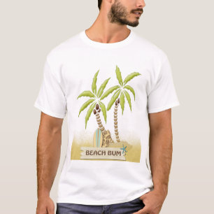 Camiseta Vago, tablas hawaianas, palmeras y arena de la