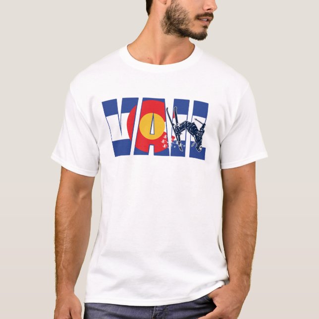 Camiseta Vail Colorado Con Esquiador De Nieve (Anverso)