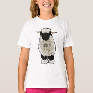 Camiseta Valais Blacknose ilustracion personalizado ovino
