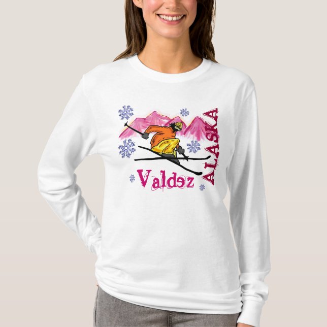 Camiseta Valdez Alaska caracol rosa (Anverso)