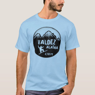 Camiseta Valdez Alaska tee de arte de snowboard azul