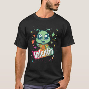 Camiseta VALENTIN - Nombre de niño pequeño con un Alien lin
