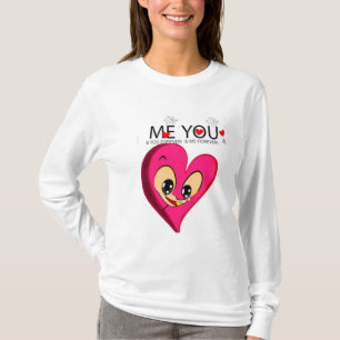 Camiseta valentina rosa de corazón rojizo
