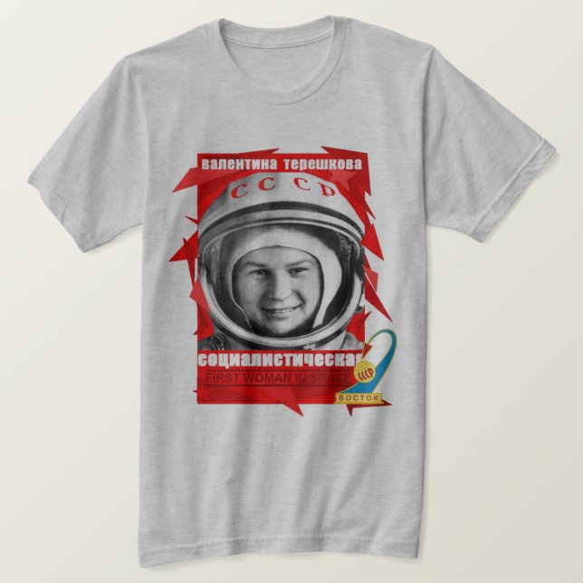 Camiseta Valentina Tereshkova, PRIMERA MUJER EN EL ESPACIO (Anverso del diseño)