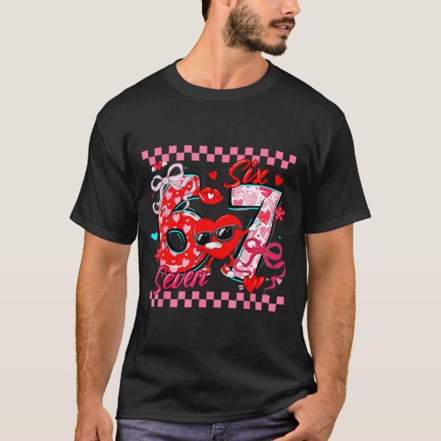 Camiseta Valentine 67 Six Seven Meme Dabbing Hearts Matchin (Anverso)