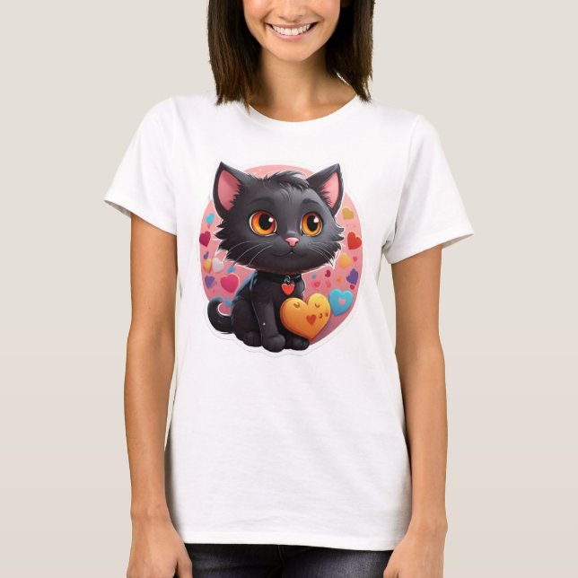 Camiseta Valentine Black Kitten (Anverso)